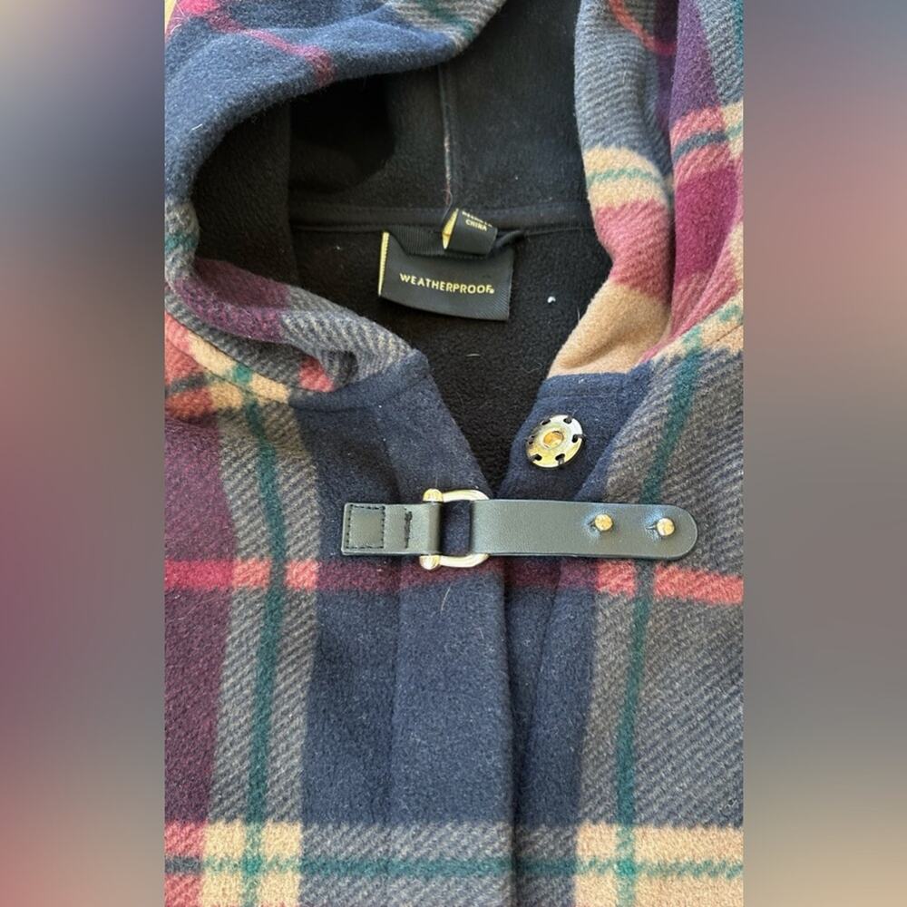 Weatherproof Plaid Fleece Hooded Cape Poncho – Women’s M EUC - Picture 5 of 8